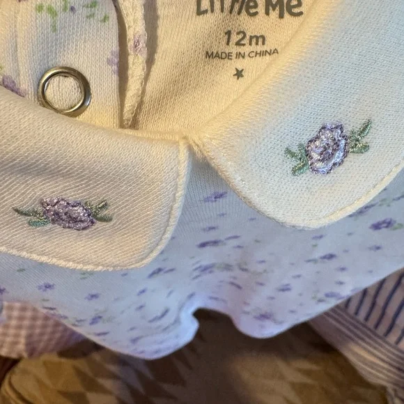 90s Little Me Lavender Peter Pan Collar Embroidered  Jumper Floral Blouse NWT - Picture 5 of 13